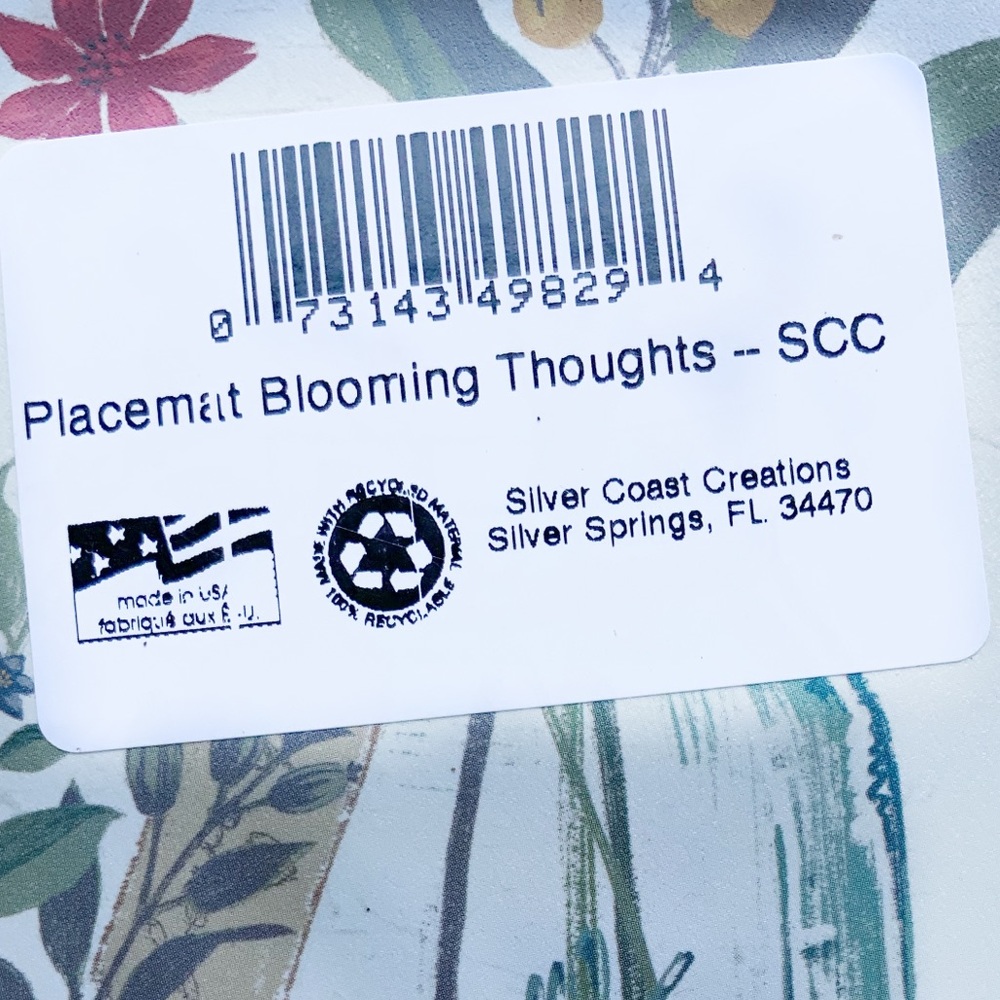 CounterArt Placemats Blooming Thoughts Reversible Floral Yellow 4 Piece Pieces - Picture 7 of 10